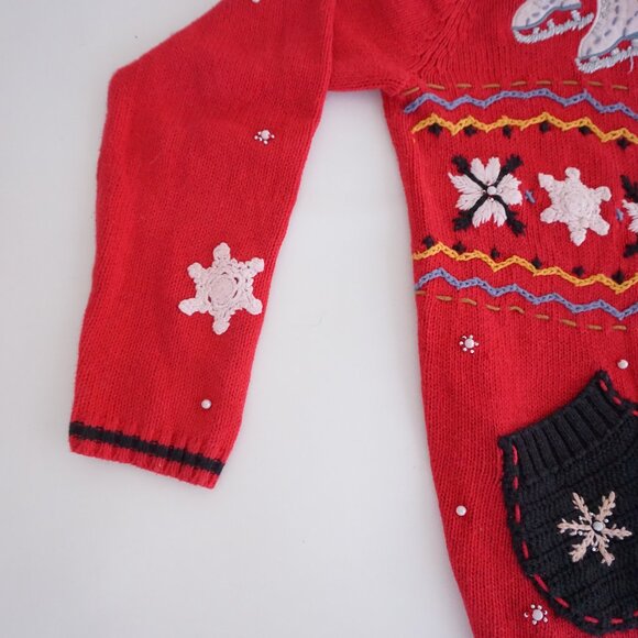Vintage Kakit Winter Ski Snowflake Festive Cardigan Holiday Retro 90s Sweater S - Picture 8 of 10